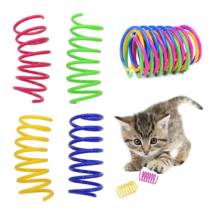 4PCS Cat Spring Toys Colourful Plastic Jumping Toy for Kitten Interactive Play
