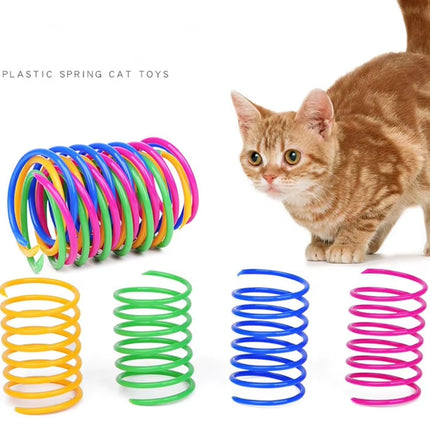 4PCS Cat Spring Toys Colourful Plastic Jumping Toy for Kitten Interactive Play