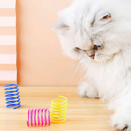 4PCS Cat Spring Toys Colourful Plastic Jumping Toy for Kitten Interactive Play