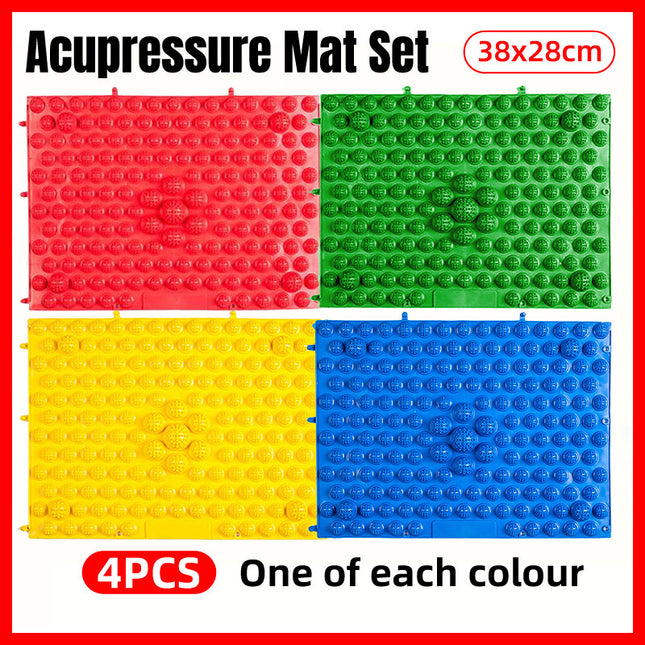 4PCS Shiatsu Foot Massage Pad Reflexology Board Foot Care Relaxation Mat