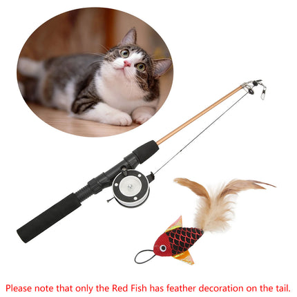 Retractable Feather Cat Play Stick Interactive Cat Fishing Rod Toy Durable