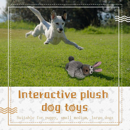 Long Neck Plush Squeaky Dog Toy Rabbit Corduroy