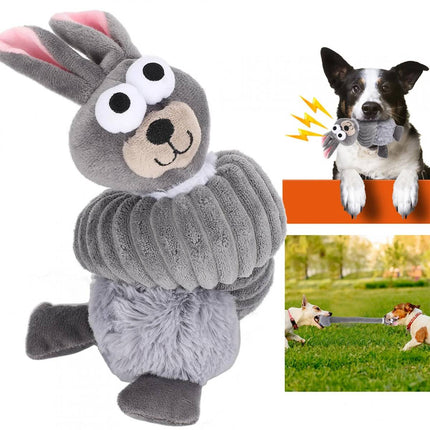 Long Neck Plush Squeaky Dog Toy Rabbit Corduroy