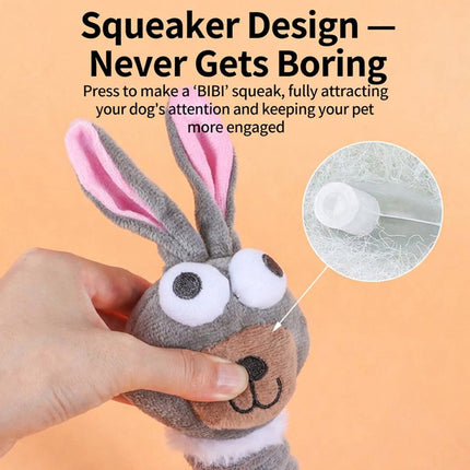 Long Neck Plush Squeaky Dog Toy Rabbit Corduroy