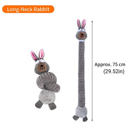 Long Neck Plush Squeaky Dog Toy Rabbit Corduroy