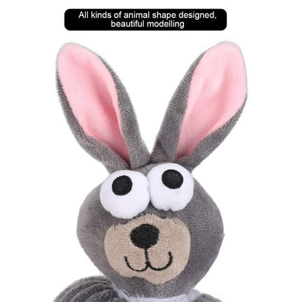 Long Neck Plush Squeaky Dog Toy Rabbit Corduroy