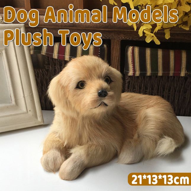Simulation Golden Retriever Dog Model Leather Fur Home Decoration Ornament