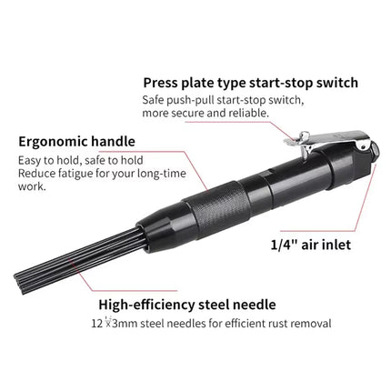 Pneumatic Rust Remover Tool Ergonomic Handle for Metal Auto Body Rust Removal