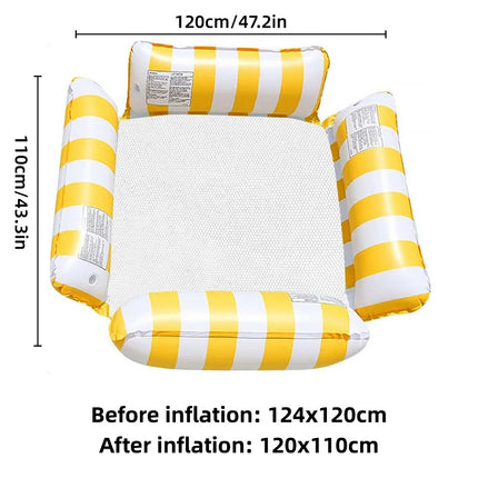 Inflatable Pool Float Lounge Chair Foldable Floating Raft Striped Air Bed