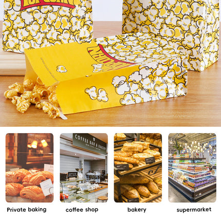 50PCS Disposable Popcorn Bags Food-Grade Oil-Proof for Snacks Candy Takeaway