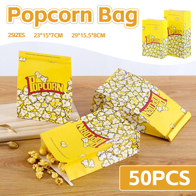 50PCS Disposable Popcorn Bags Food-Grade Oil-Proof for Snacks Candy Takeaway