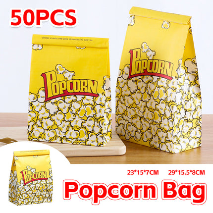 50PCS Disposable Popcorn Bags Food-Grade Oil-Proof for Snacks Candy Takeaway