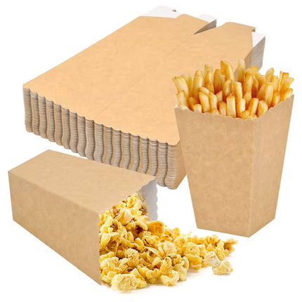 50pcs Food Grade Kraft Paper Popcorn Boxes Cinema Theater Snack Treat Supplies