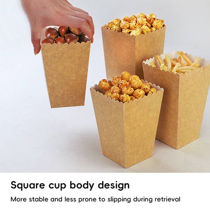 50pcs Food Grade Kraft Paper Popcorn Boxes Cinema Theater Snack Treat Supplies
