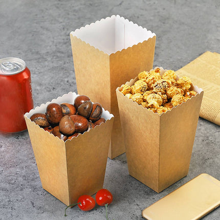 50pcs Food Grade Kraft Paper Popcorn Boxes Cinema Theater Snack Treat Supplies