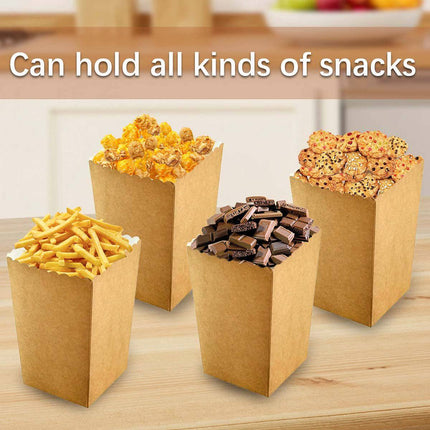50pcs Food Grade Kraft Paper Popcorn Boxes Cinema Theater Snack Treat Supplies
