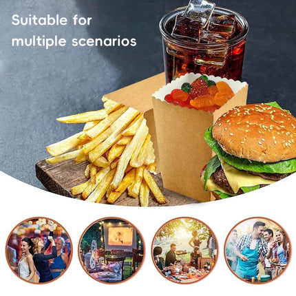 50pcs Food Grade Kraft Paper Popcorn Boxes Cinema Theater Snack Treat Supplies