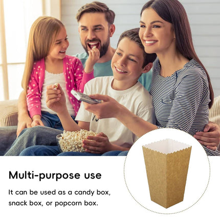 50pcs Food Grade Kraft Paper Popcorn Boxes Cinema Theater Snack Treat Supplies