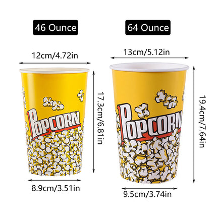 Disposable Popcorn Bucket 50PCS Pack 46/64OZ for Movie Party Snack Container