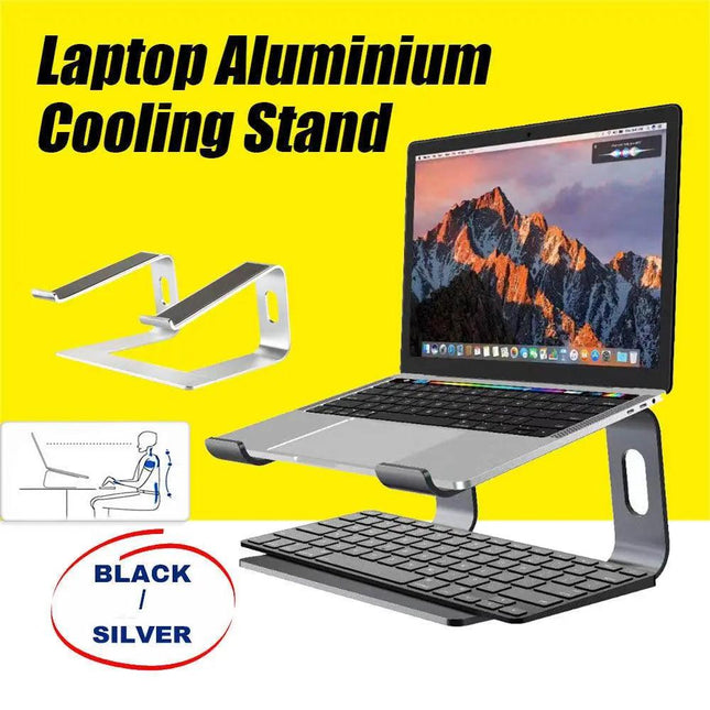 Portable Aluminium Laptop Stand Tray Holder Cooling Riser For 11”-15.4” MacBook - Aimall