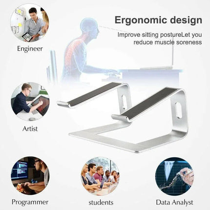 Portable Aluminium Laptop Stand Tray Holder Cooling Riser For 11”-15.4” MacBook - Aimall