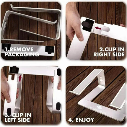 Portable Aluminium Laptop Stand Tray Holder Cooling Riser For 11”-15.4” MacBook - Aimall
