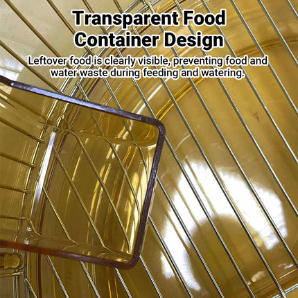 Portable Dome Bird Cage 40cm Iron Wire Hanging Hook Tray for Small Birds