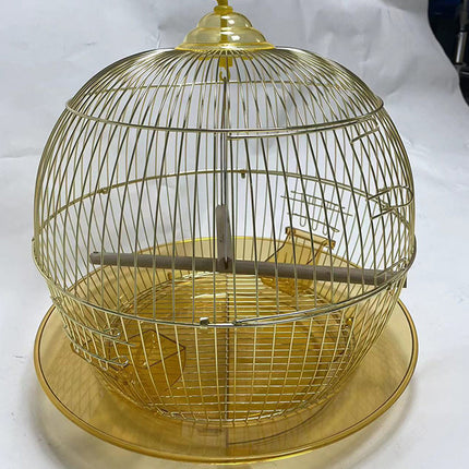 Portable Dome Bird Cage 40cm Iron Wire Hanging Hook Tray for Small Birds