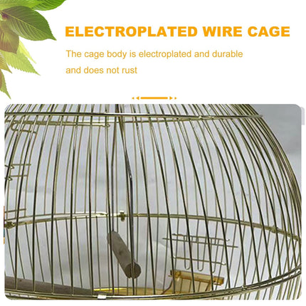 Portable Dome Bird Cage 40cm Iron Wire Hanging Hook Tray for Small Birds
