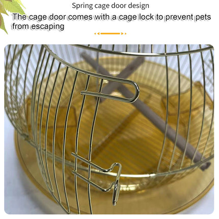 Portable Dome Bird Cage 40cm Iron Wire Hanging Hook Tray for Small Birds