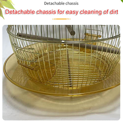 Portable Dome Bird Cage 40cm Iron Wire Hanging Hook Tray for Small Birds