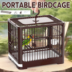 Parrot Bird Cage Foldable Portable ABS Plastic Brown Hook Tray for Small Birds