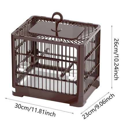 Parrot Bird Cage Foldable Portable ABS Plastic Brown Hook Tray for Small Birds