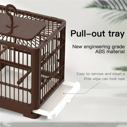 Parrot Bird Cage Foldable Portable ABS Plastic Brown Hook Tray for Small Birds