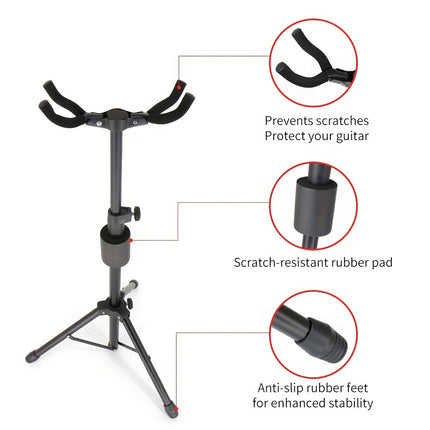 Retro Special Double Head Guitar Rack Wooden Guzheng Stool Floor Portable Type