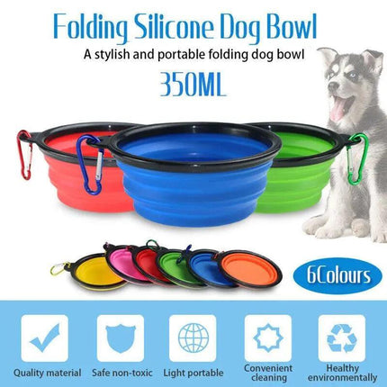 Portable Foldable Pet Bowl Collapsible Silicone Food Water Feeder Dog Cat Cup AU - Aimall