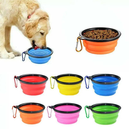 Portable Foldable Pet Bowl Collapsible Silicone Food Water Feeder Dog Cat Cup AU - Aimall