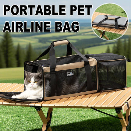 Expandable Pet Carrier Travel Bag - Breathable Mesh, Folding Cat & Dog Tote