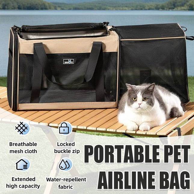 Expandable Pet Carrier Travel Bag - Breathable Mesh, Folding Cat & Dog Tote