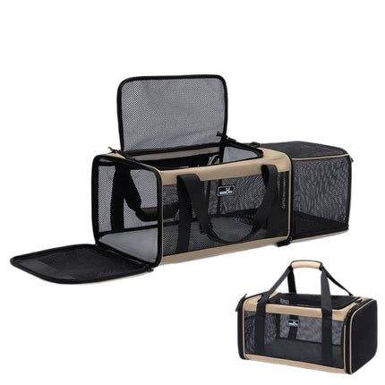 Expandable Pet Carrier Travel Bag - Breathable Mesh, Folding Cat & Dog Tote