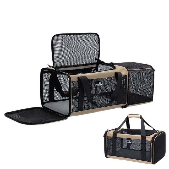Expandable Pet Carrier Travel Bag - Breathable Mesh, Folding Cat & Dog Tote
