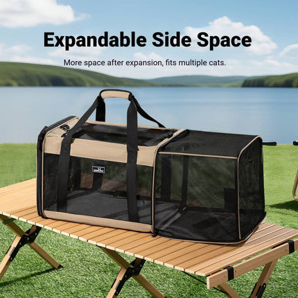 Expandable Pet Carrier Travel Bag - Breathable Mesh, Folding Cat & Dog Tote