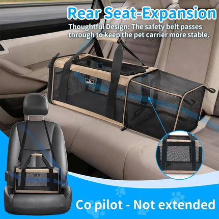 Expandable Pet Carrier Travel Bag - Breathable Mesh, Folding Cat & Dog Tote