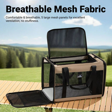 Expandable Pet Carrier Travel Bag - Breathable Mesh, Folding Cat & Dog Tote