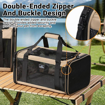 Expandable Pet Carrier Travel Bag - Breathable Mesh, Folding Cat & Dog Tote