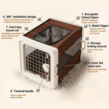 Portable Pet Carrier Foldable Cage Breathable Soft Sided for Cats Dogs Travel