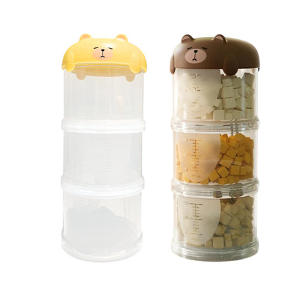 3-Tier Portable Pet Food Storage Container - Stackable Snack Bucket Bear Lid