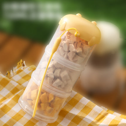 3-Tier Portable Pet Food Storage Container - Stackable Snack Bucket Bear Lid