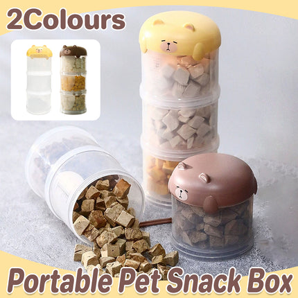 3-Tier Portable Pet Food Storage Container - Stackable Snack Bucket Bear Lid