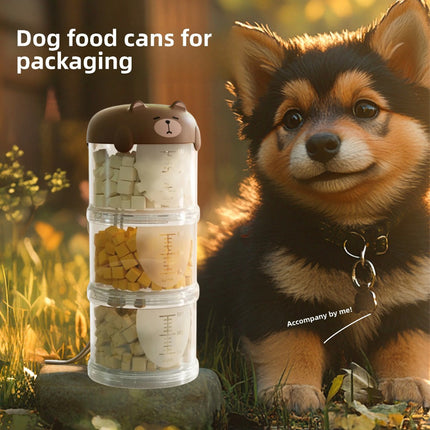 3-Tier Portable Pet Food Storage Container - Stackable Snack Bucket Bear Lid